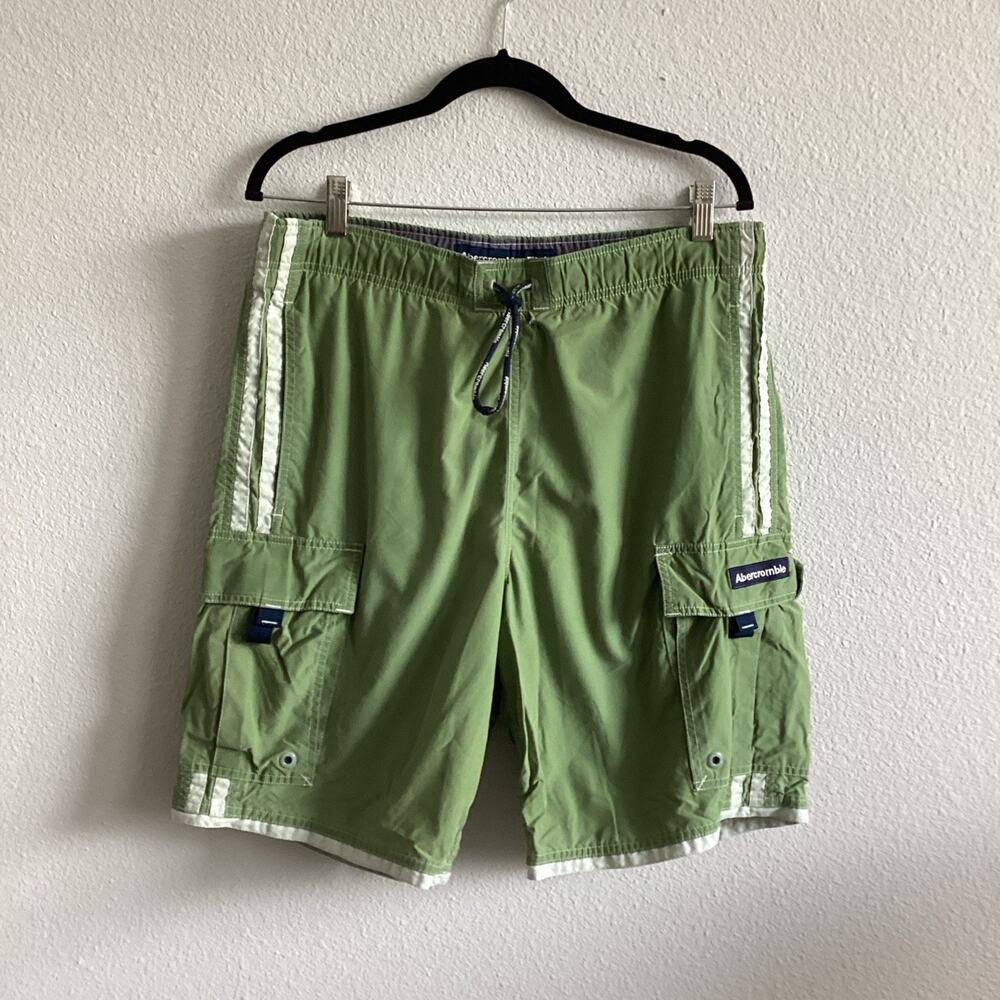 Vintage 90s Abercrombie & Fitch Y2K Cargo Shorts Swim Trunks Drawstring S Men’s